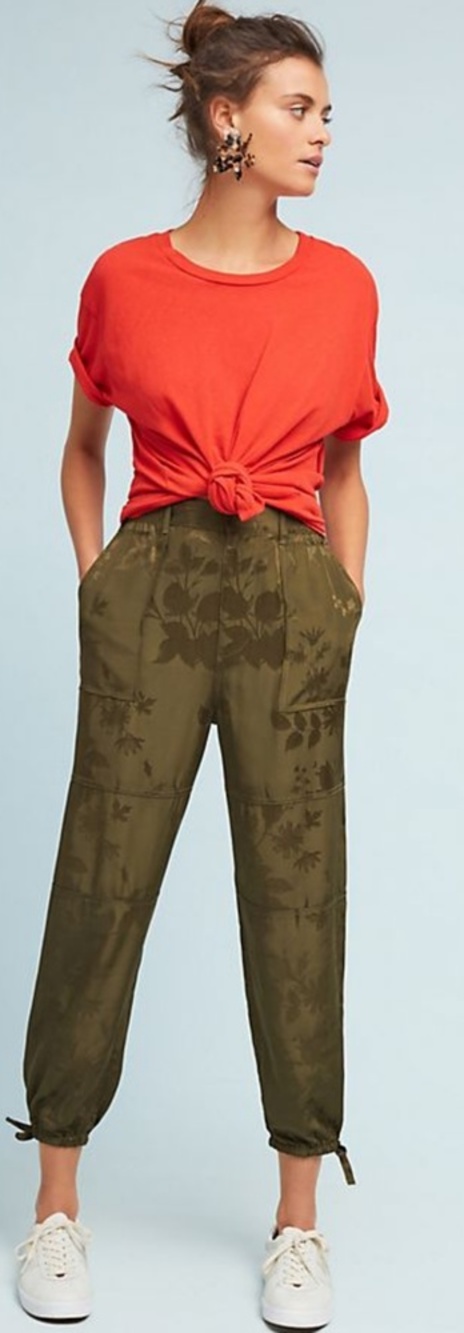 Anthropologie Green Silky Utility Pants Size Xsp
